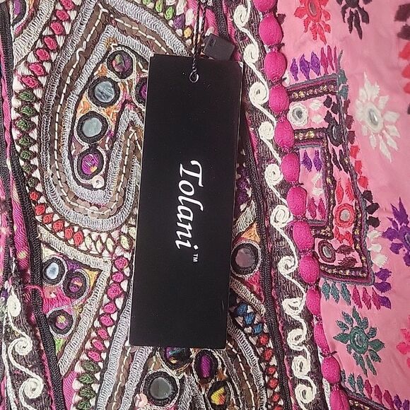 Anthropologie Tolani PatchWork Embroider Beaded Sequin Boho Batik Indian Bag Art - Picture 6 of 15